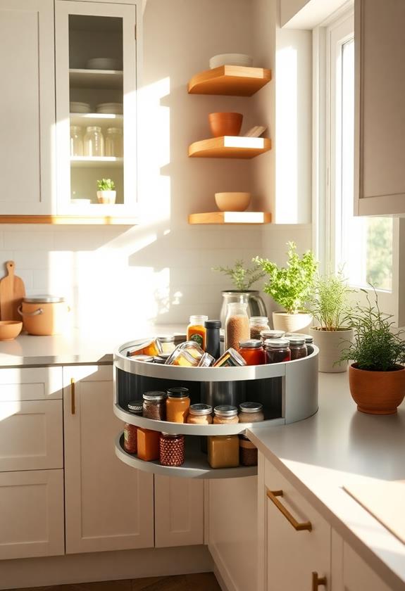 install rotating kitchen shelves