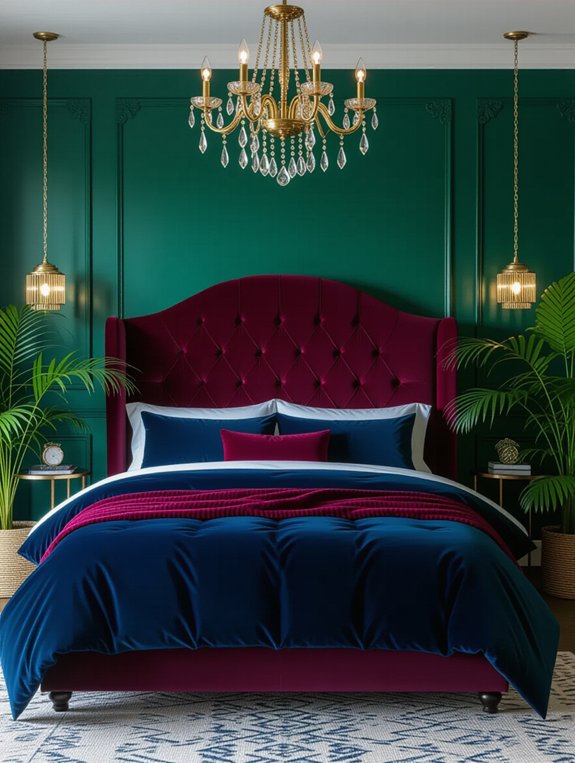 bold jewel toned bedroom elegance