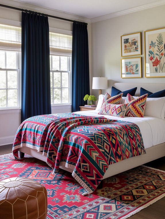 bold textiles enhance decor