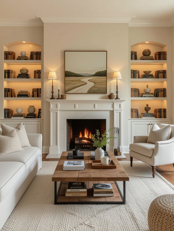 built in shelving for functionality