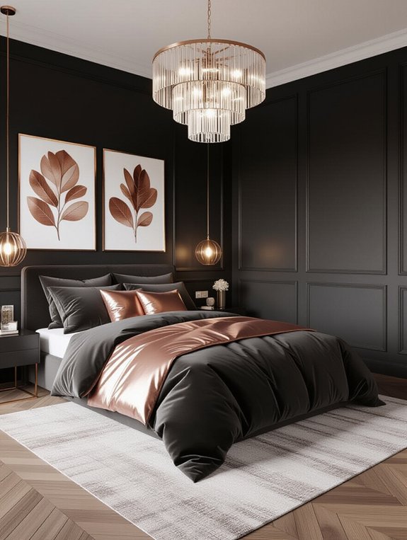 charcoal elegance with rose gold