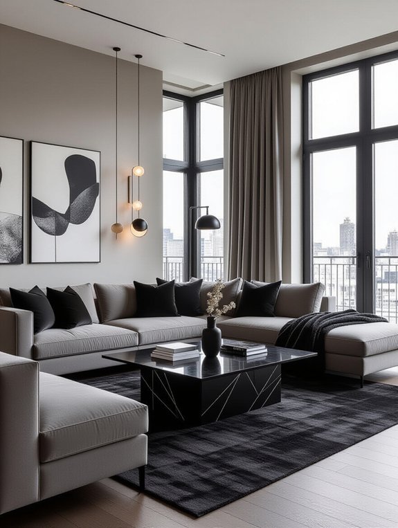 chic monochrome living room