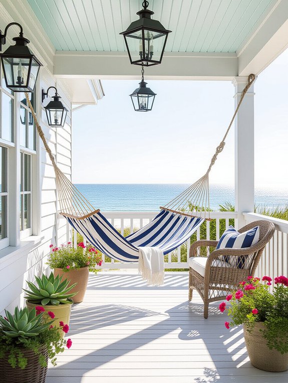coastal porch with nautical decor