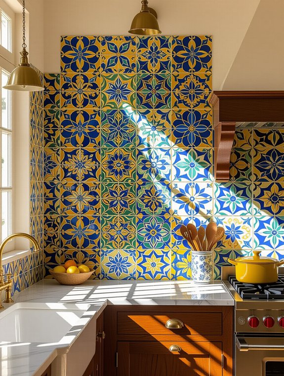 colorful artistic kitchen tiles
