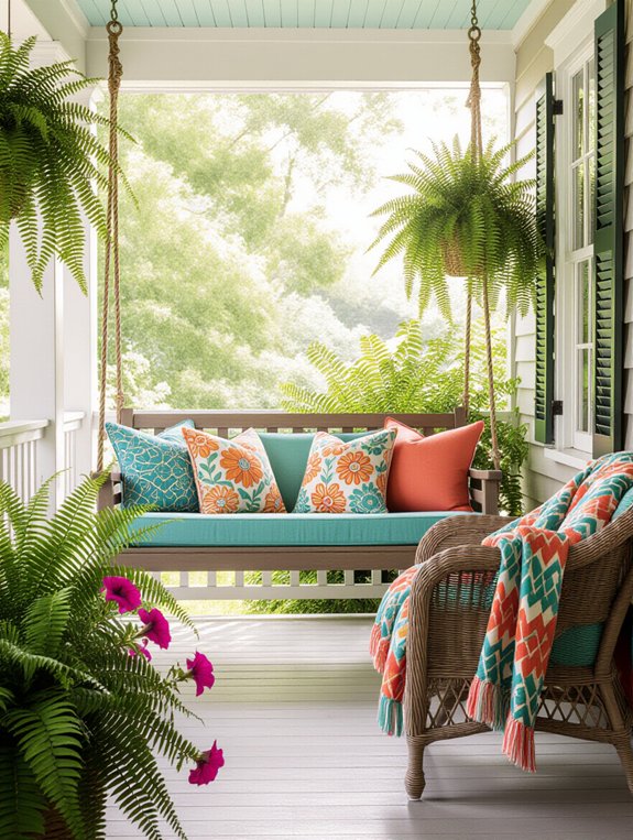 colorful cushions enhance porches