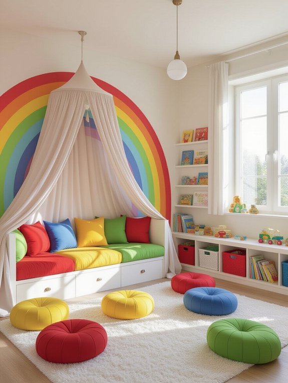 colorful rainbow themed room