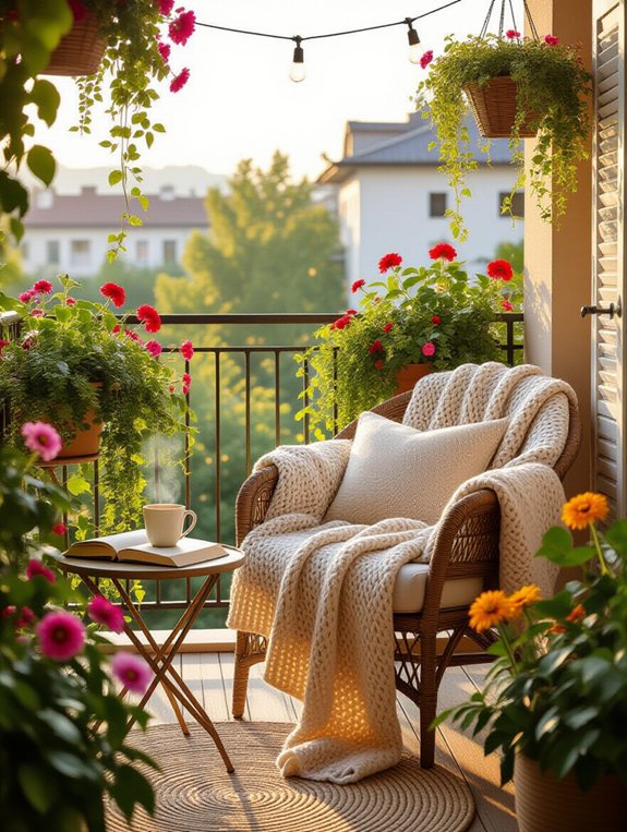 cozy balcony reading nook