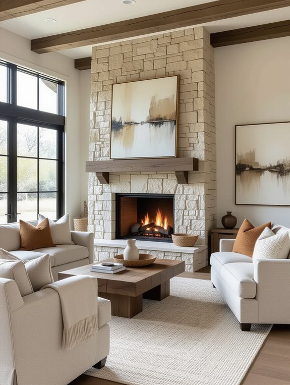 cozy fireplace seating arrangement