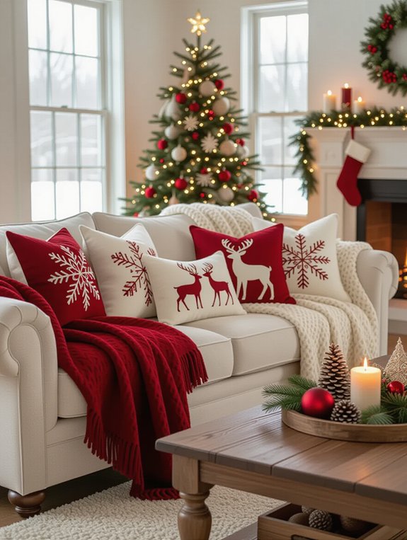 cozy holiday throw pillows