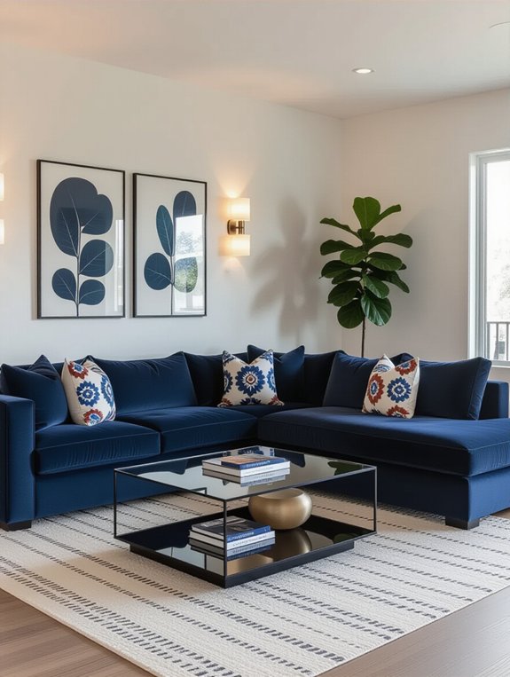 cozy l shaped living arrangement