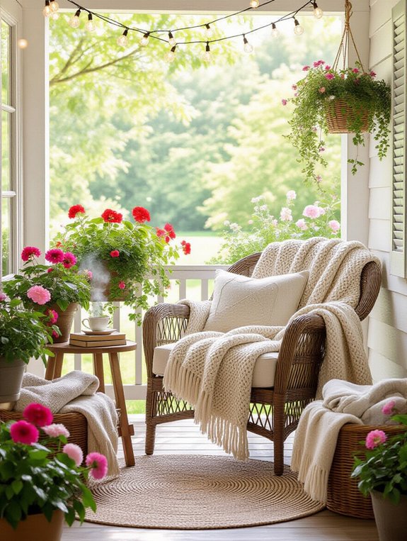 cozy porch reading nook
