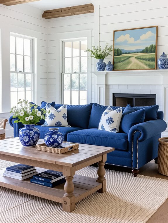 cozy rustic blue decor