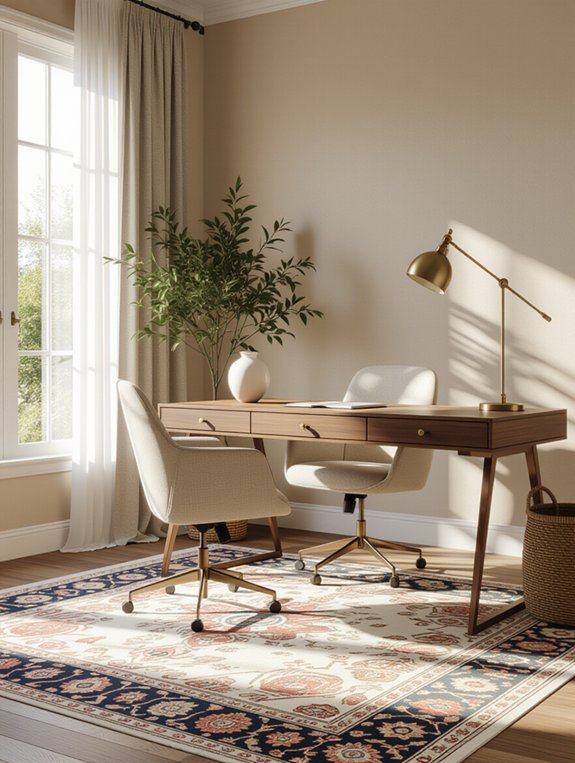 decorative rug enhances workspace