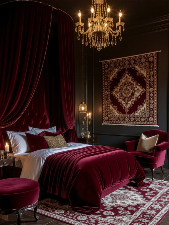 dramatic curtains enhance ambiance