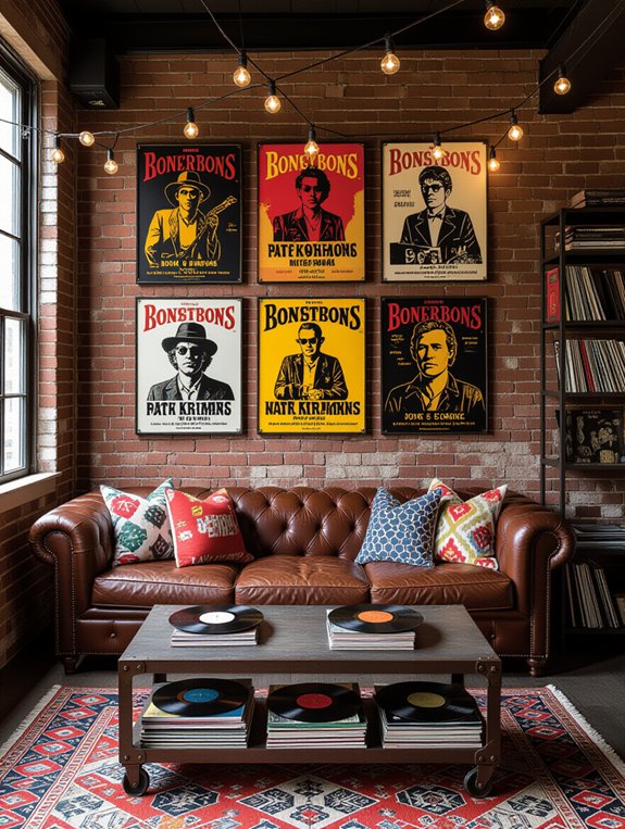 eclectic band poster display