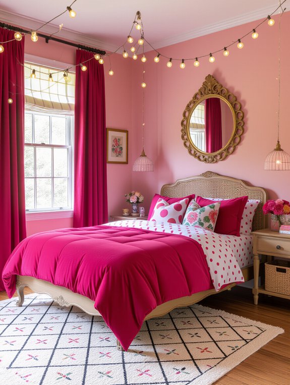 eclectic pink bedroom decor