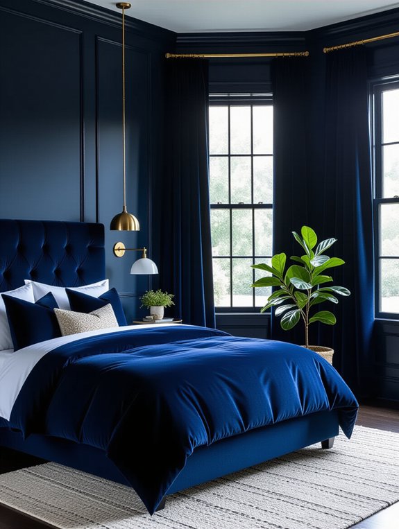 elegant navy bedroom decor