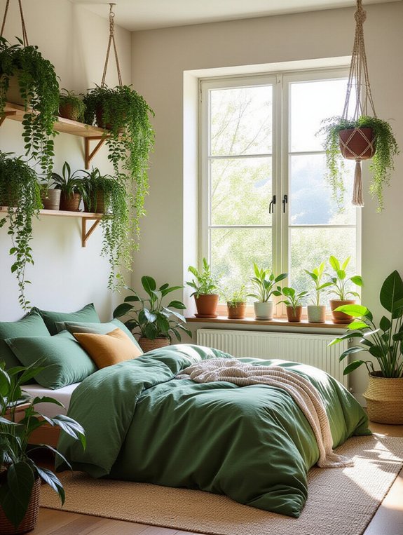 enhance bedroom with plants