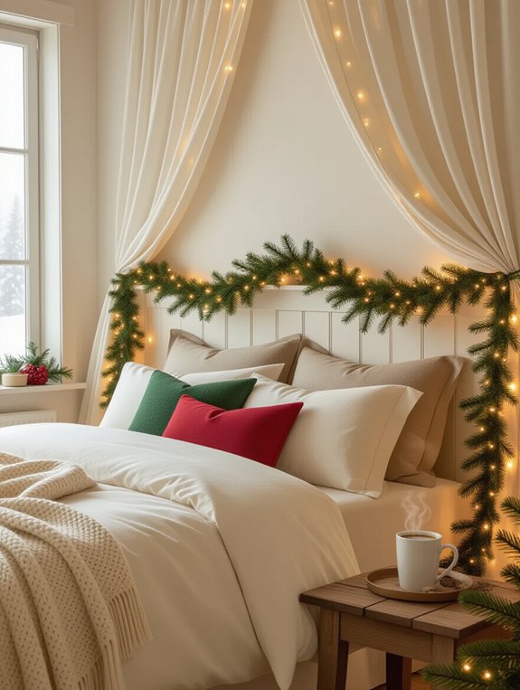 festive garland bedroom accents