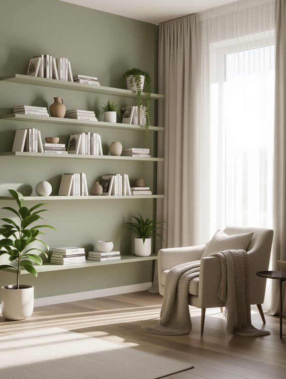 floating shelves enhance space