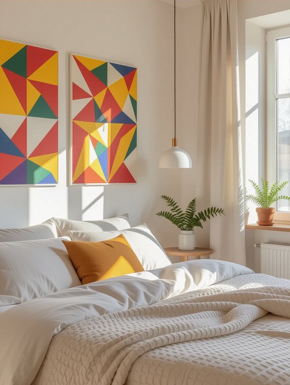 geometric designs enhance bedrooms