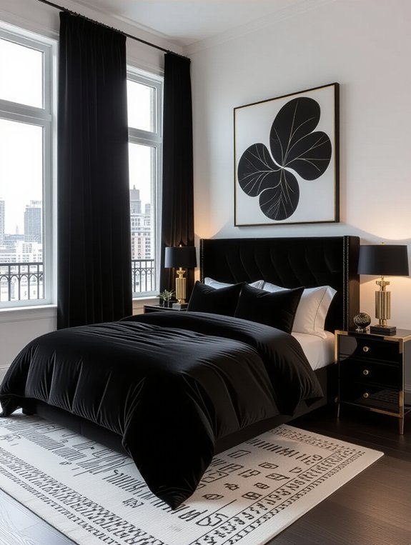 luxurious black upholstery elements