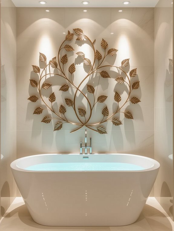 metal sculptures enhance bathrooms