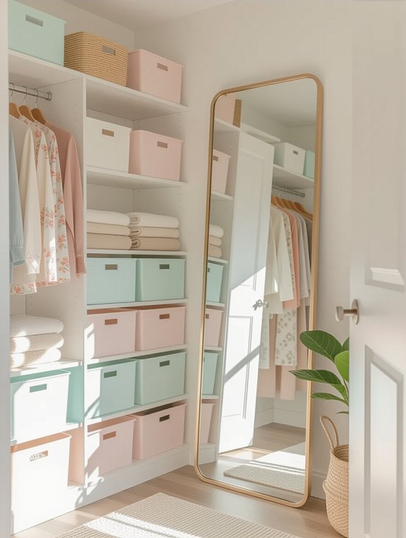 mirrors enhance closet space