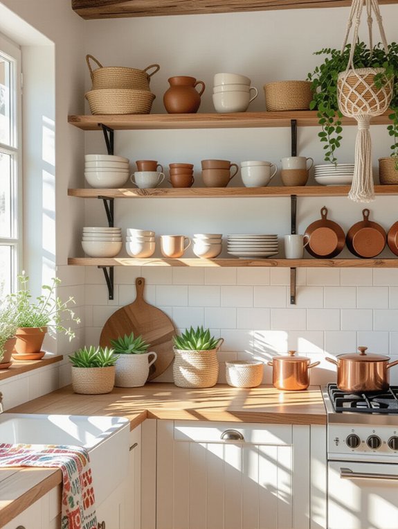 open shelving enhances decor