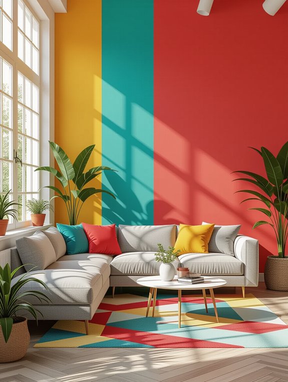 playful color blocked walls