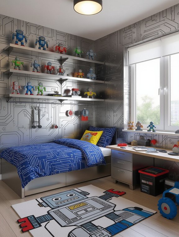 robot themed creative workspace