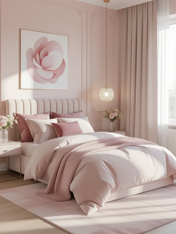 serene monochromatic pink bedroom