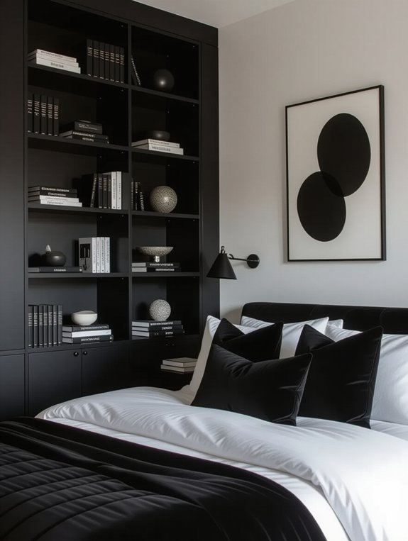 sleek modern black bookshelves