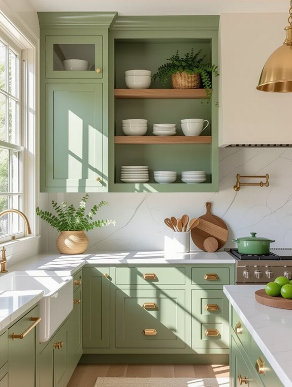soft sage green cabinets