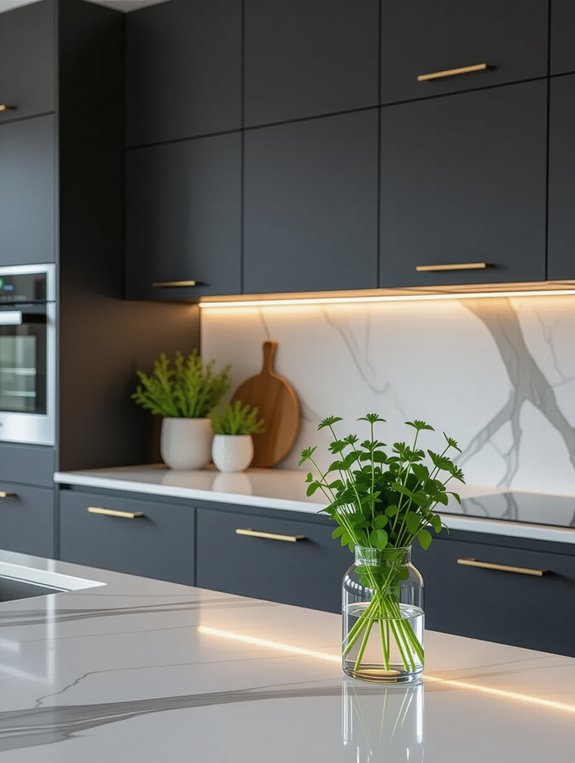 sophisticated charcoal gray cabinets