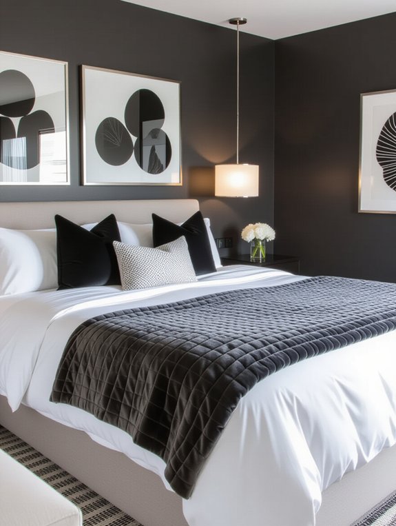 sophisticated monochrome guest room