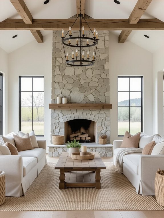 stunning rustic modern fireplace