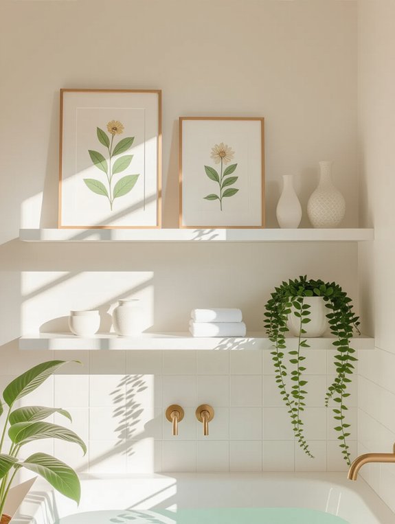 stylish bathroom floating shelves