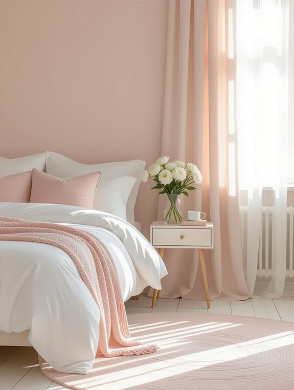 subtle pink bedroom accents