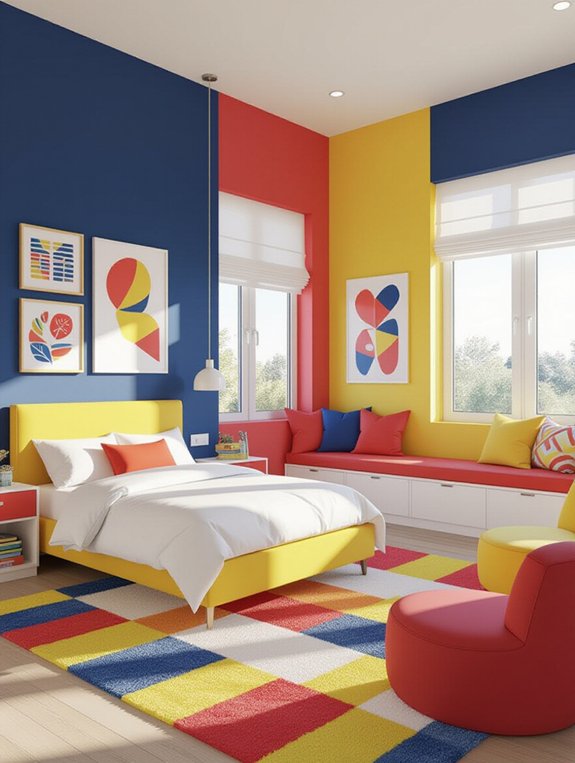 vibrant color blocks decor