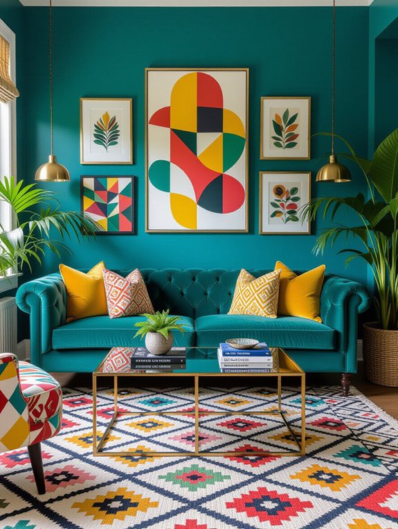 vibrant eclectic lounge decor