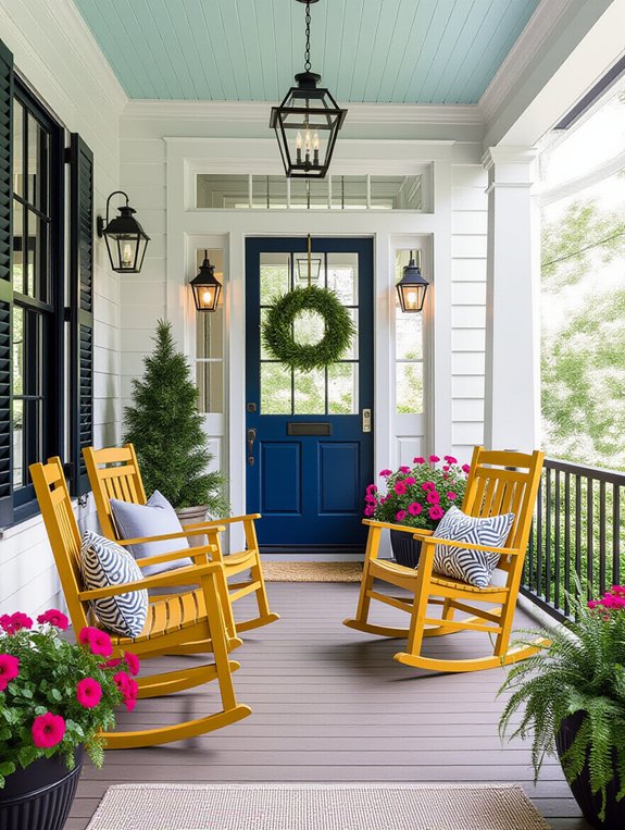 vibrant front porch accents