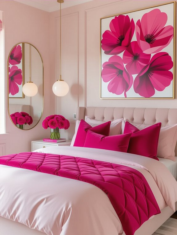 vibrant fuchsia bedroom accents