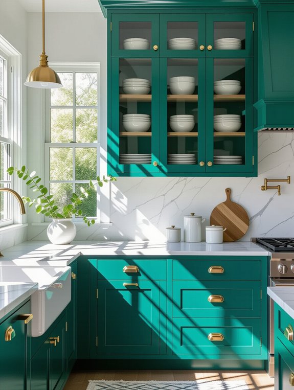 vibrant teal kitchen transformation