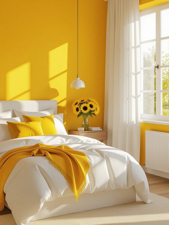 vibrant yellow bedroom accents