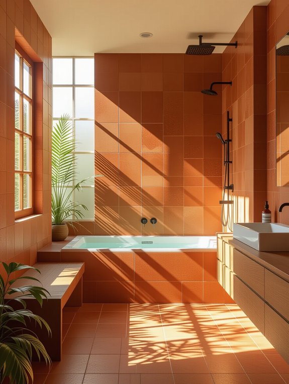 bold terracotta shower design