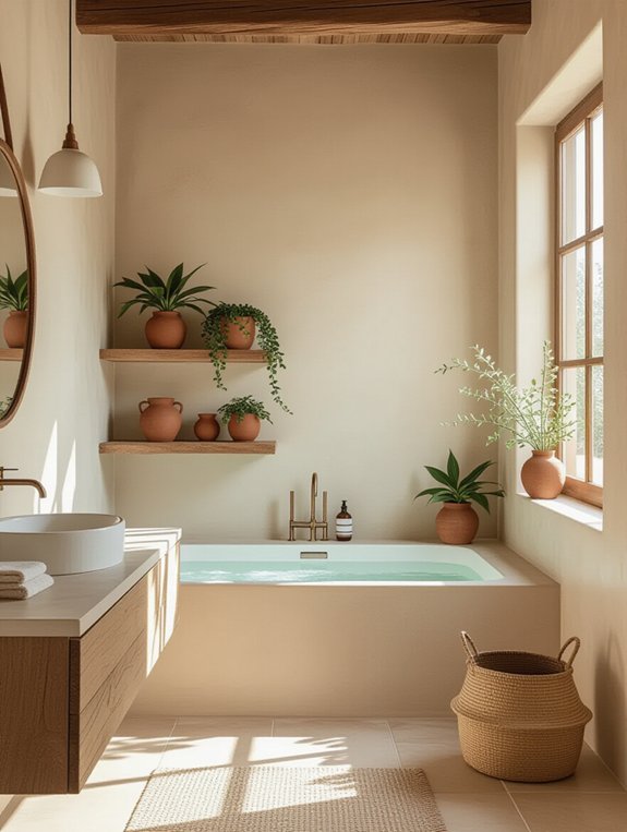contemporary terracotta bathroom accents