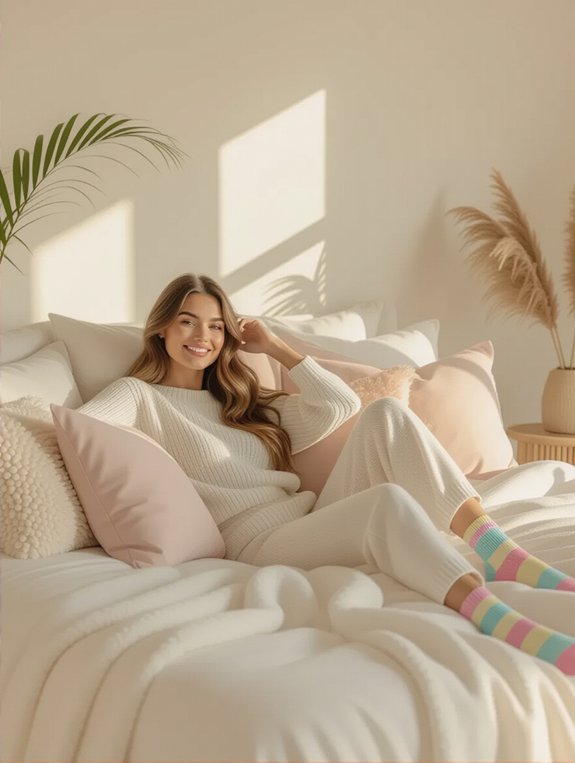 cozy loungewear bedroom selfies