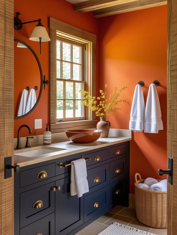 cozy rustic orange navy