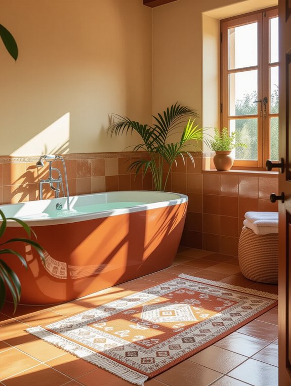 cozy terracotta bathroom rugs